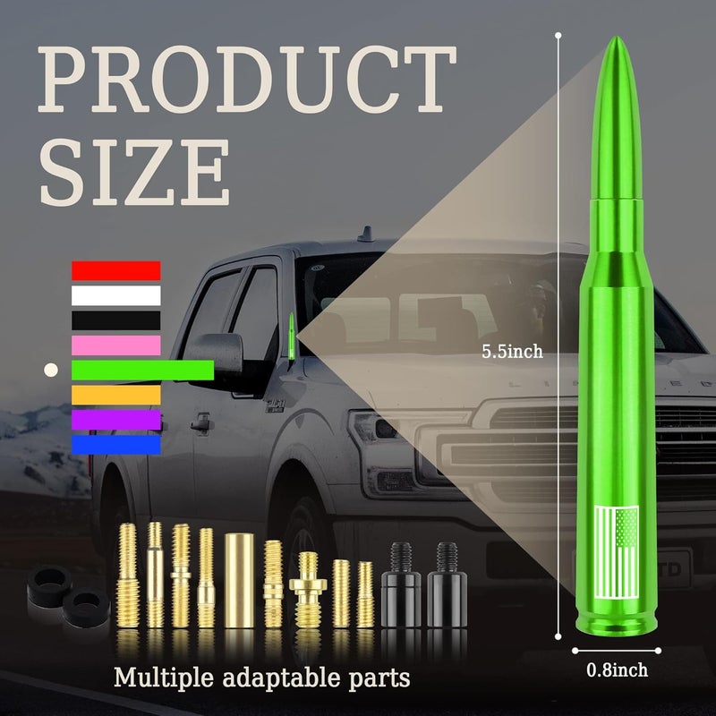 Turcee Car Bullet Antenna,Truck Exterior Decoration Accessories Car Vehicle Replacement Antenna Conpatible with Ford F150 RAM 1500 GMC Heavy Duty Pickup Trucks Accessories(New Upgrade Green-U.S. Flag)… - Image 2